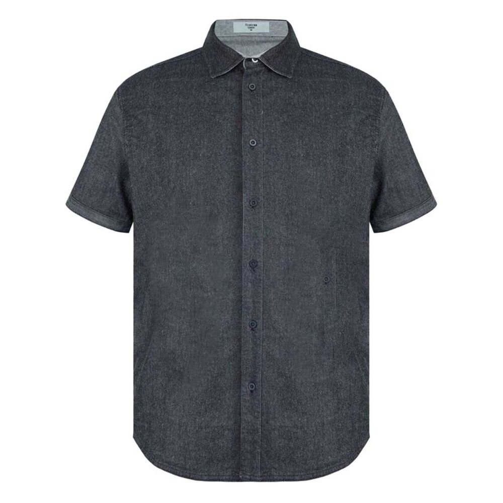 Firetrap Mens Denim Regular Short-Sleeved Shirt / Gray